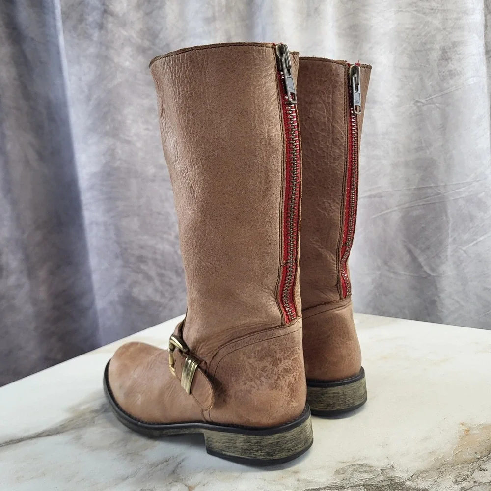 Steve Madden FYZZLE Knee Hight Biker Boots Women's Size 7M Brown